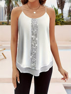 Womens Chic Didi Direction Sequin Splicing Cami Top