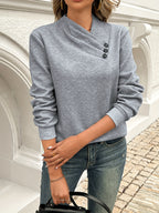 Womens Casual Elegant Asymmetrical Neck Solid Colour Knitted Sweater