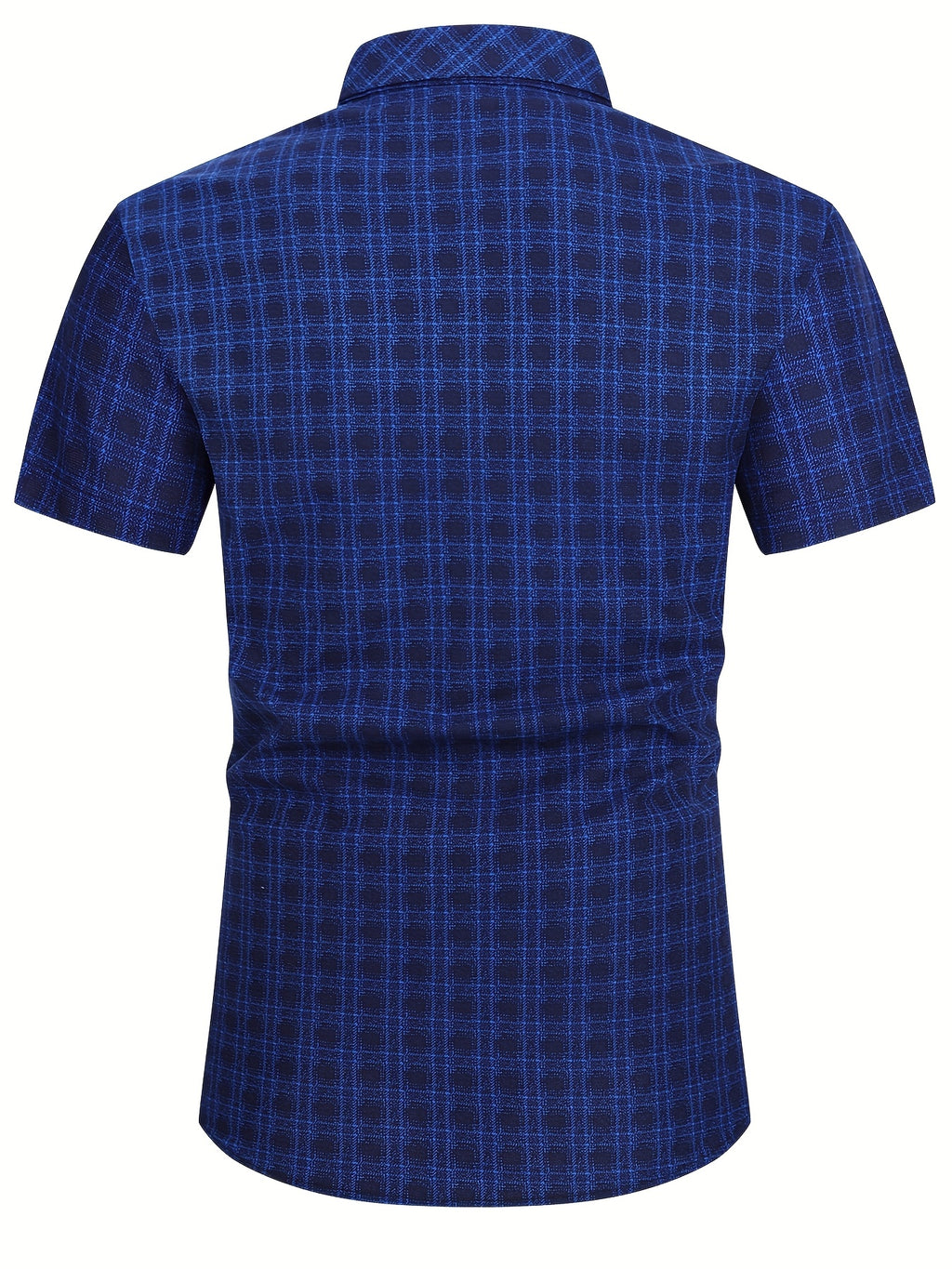 Mens Casual 2 Pcs Short Sleeve Plaid Button-Up Shirts