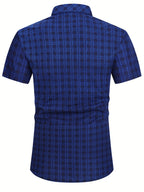 Mens Casual 2 Pcs Short Sleeve Plaid Button-Up Shirts