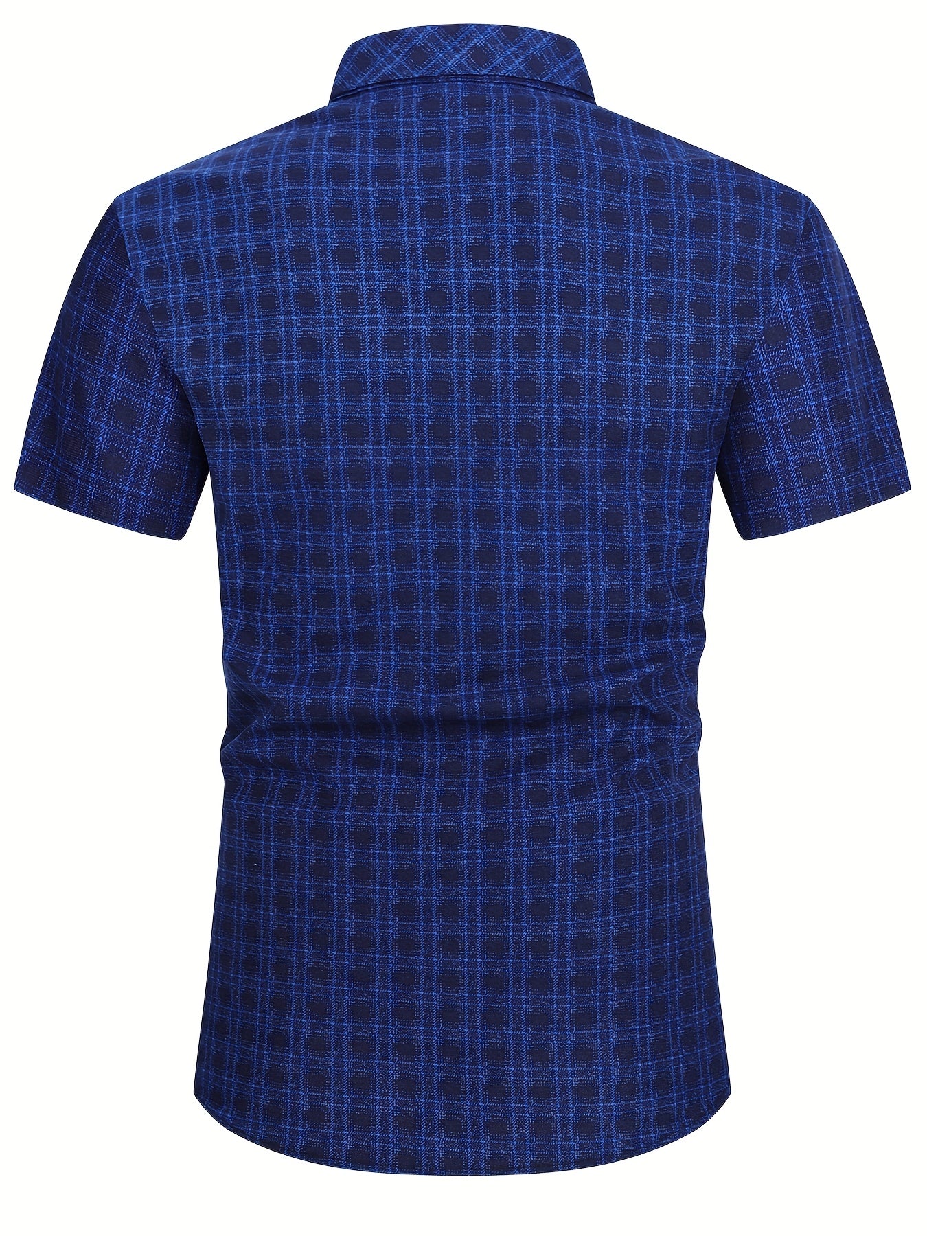 Mens Casual 2 Pcs Short Sleeve Plaid Button-Up Shirts