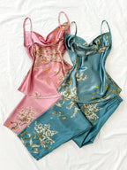 Womens Four Piece Floral Print Top & Pyjamas Set