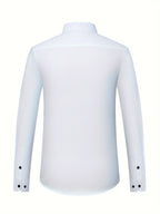 Mens Double-Layer Collar Long Sleeve Casual & Formal Style Contrast Shirt