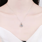 Womens Elegant Moissanite Sparkling Round-Cut Teardrop Design Pendant Necklace