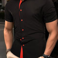 Mens Basic Short Sleeve Button Casual Lapel Collar Shirt
