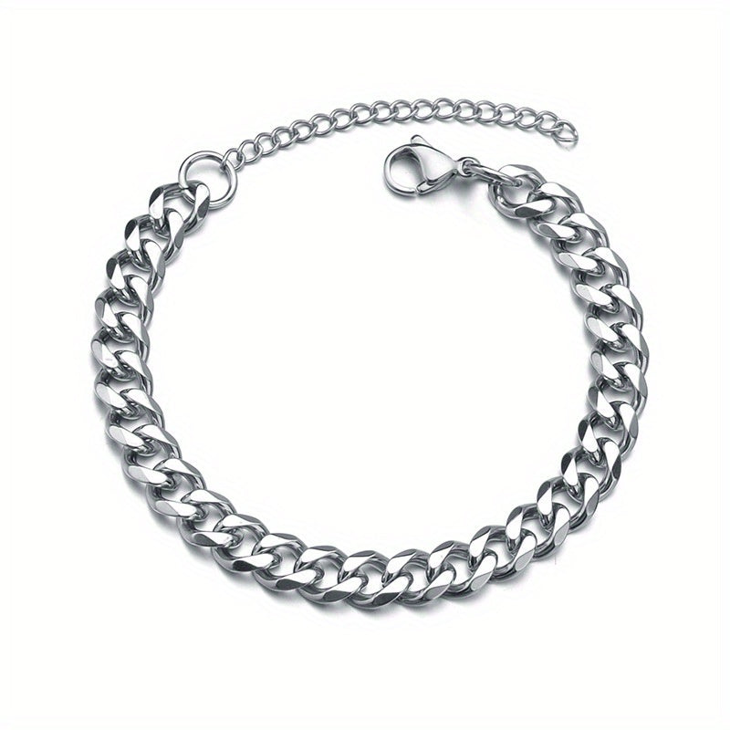 Mens Hip Hop Stainless Steel Cuban Chain Bracelet
