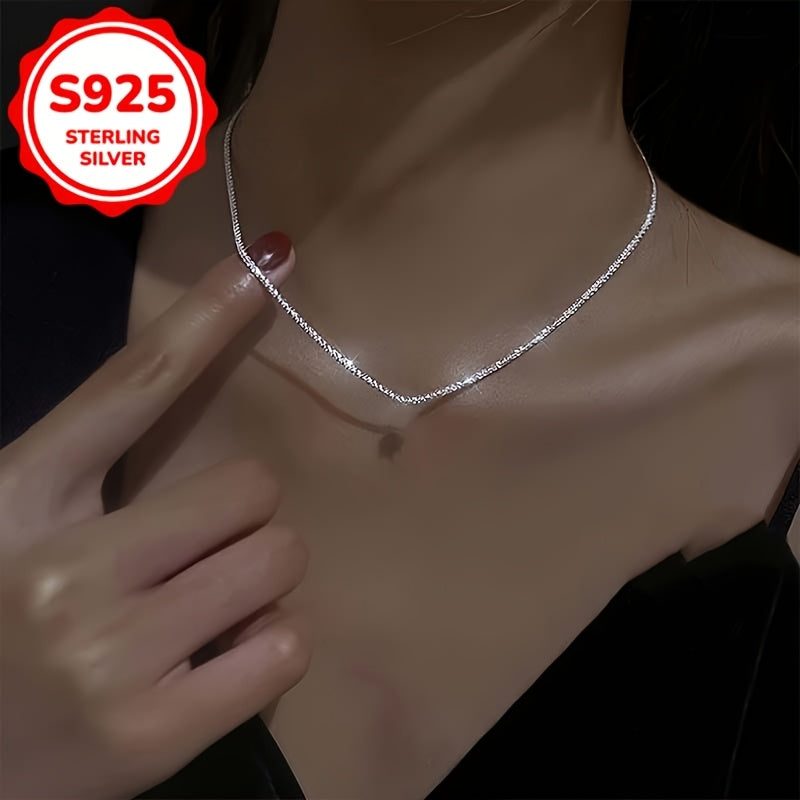 Womens 925 Silver Plated Sparkling Collarbone Chain Necklace