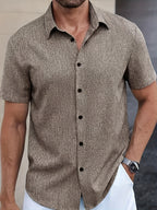 Mens Lightweight Breathable Linen-Blend Short Sleeve Shirt