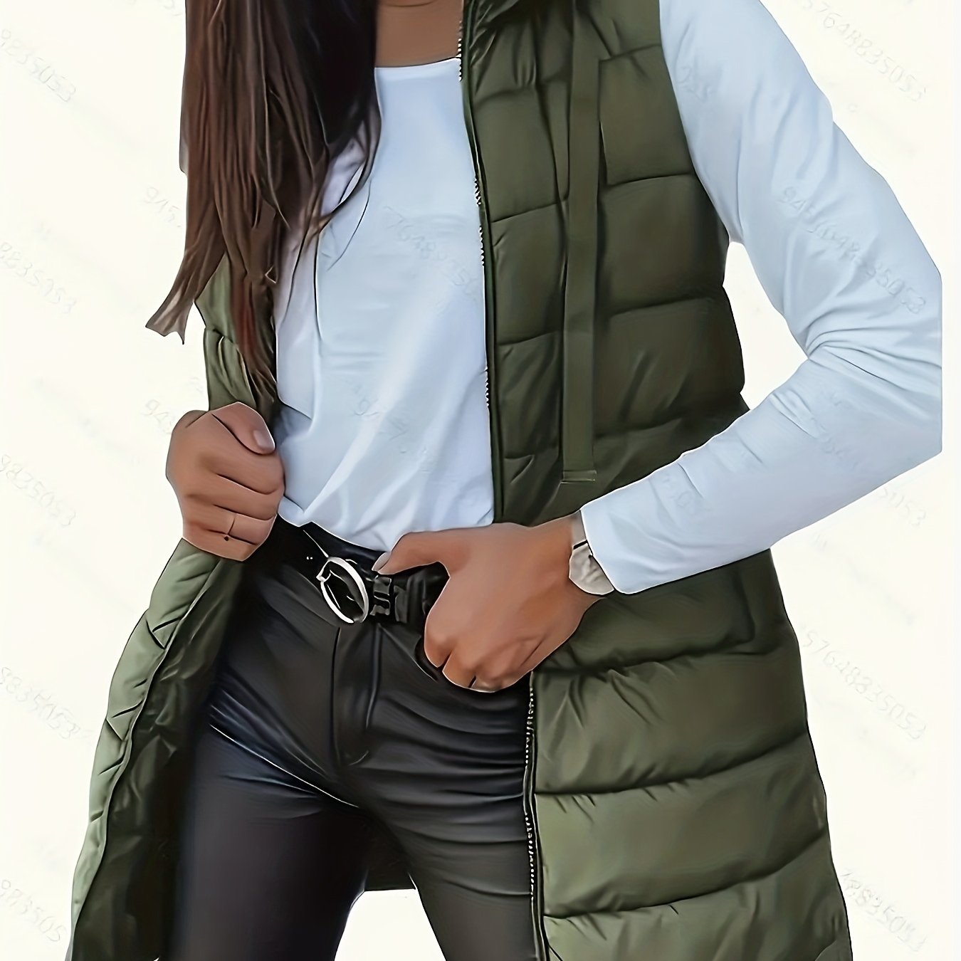Womens Lightweight Casual Non-Stretch Slim Fit Front Zip Sleeveless Hooded Jacket