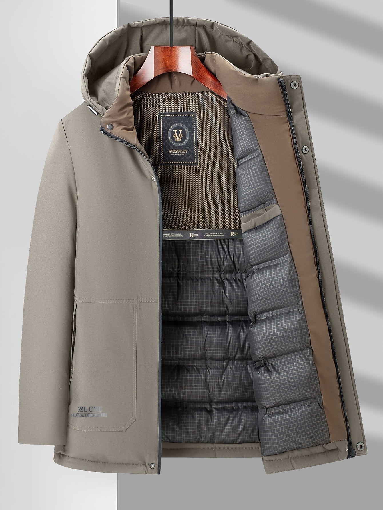 Mens Heavy-Duty Hooded Full-Zip Closure Thick Winter Jacket
