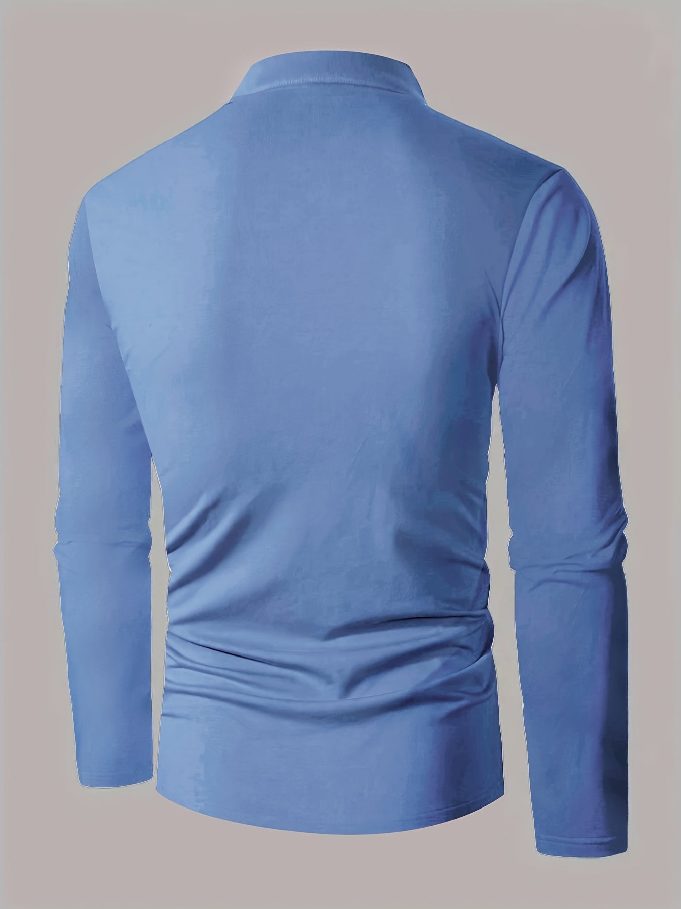 Mens Casual Solid Colour Contrast Stitching Casual Round Neck Long Sleeve Top