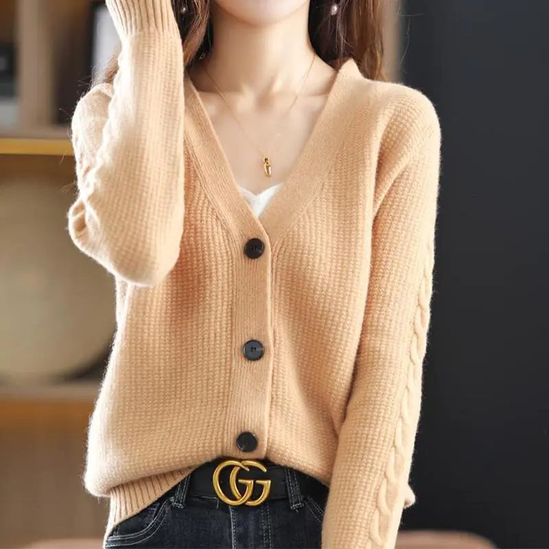 Womens Commute Solid Colour V Neck Cardigan Sweater