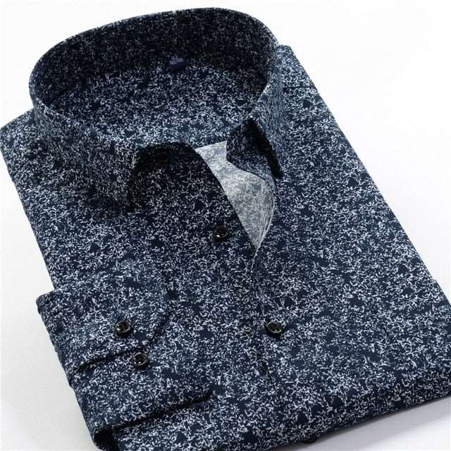 Mens Printed Casual Long Sleeve Shirt