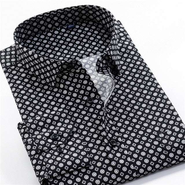 Mens Printed Casual Long Sleeve Shirt