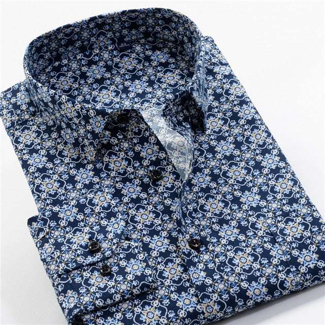 Mens Printed Casual Long Sleeve Shirt