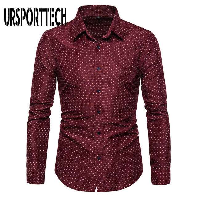 Mens Printed Long Sleeve Regular Fit Elegant Casual Shirt