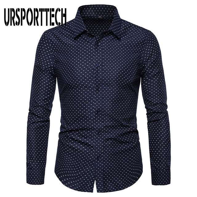 Mens Printed Long Sleeve Regular Fit Elegant Casual Shirt