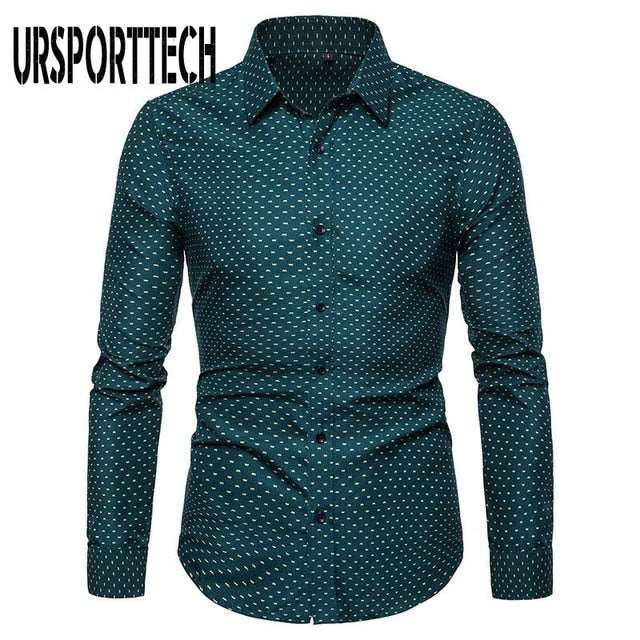 Mens Printed Long Sleeve Regular Fit Elegant Casual Shirt