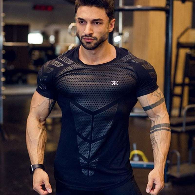 Mens Compression Quick Dry Running Sports Gym Fitness Top