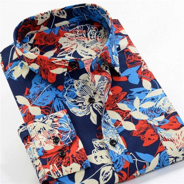 Mens Printed Casual Long Sleeve Shirt