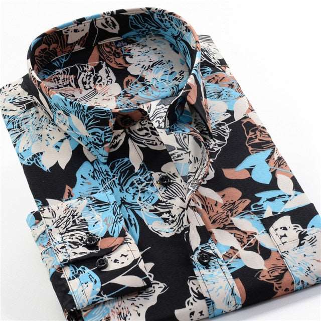 Mens Printed Casual Long Sleeve Shirt