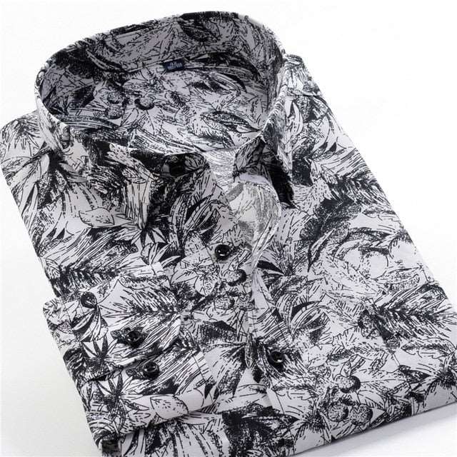 Mens Printed Casual Long Sleeve Shirt