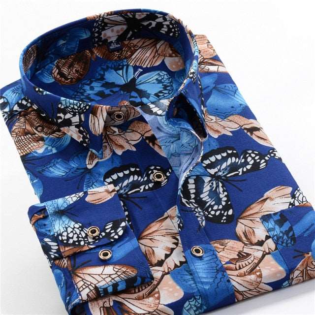 Mens Printed Casual Long Sleeve Shirt