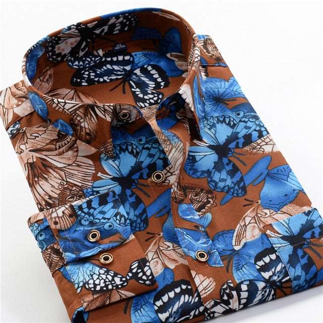 Mens Printed Casual Long Sleeve Shirt