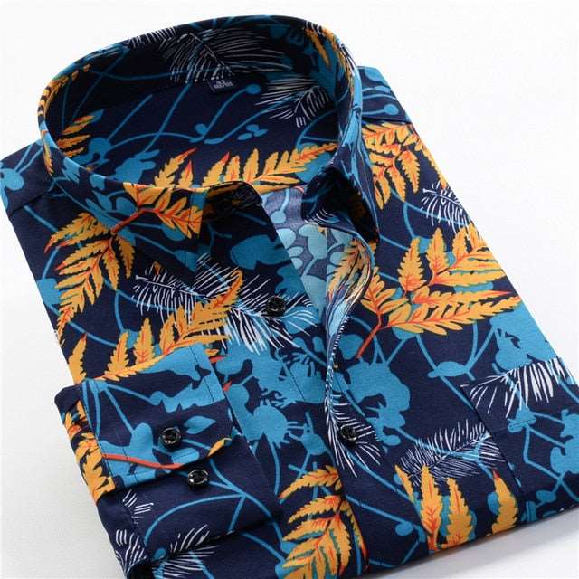 Mens Printed Casual Long Sleeve Shirt