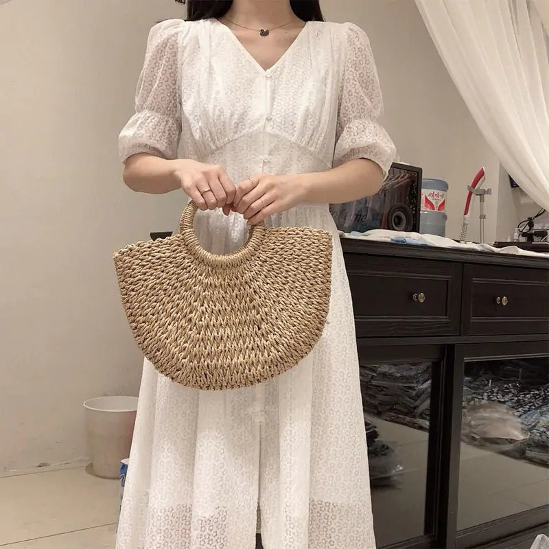 Womens Handmade Straw Bag