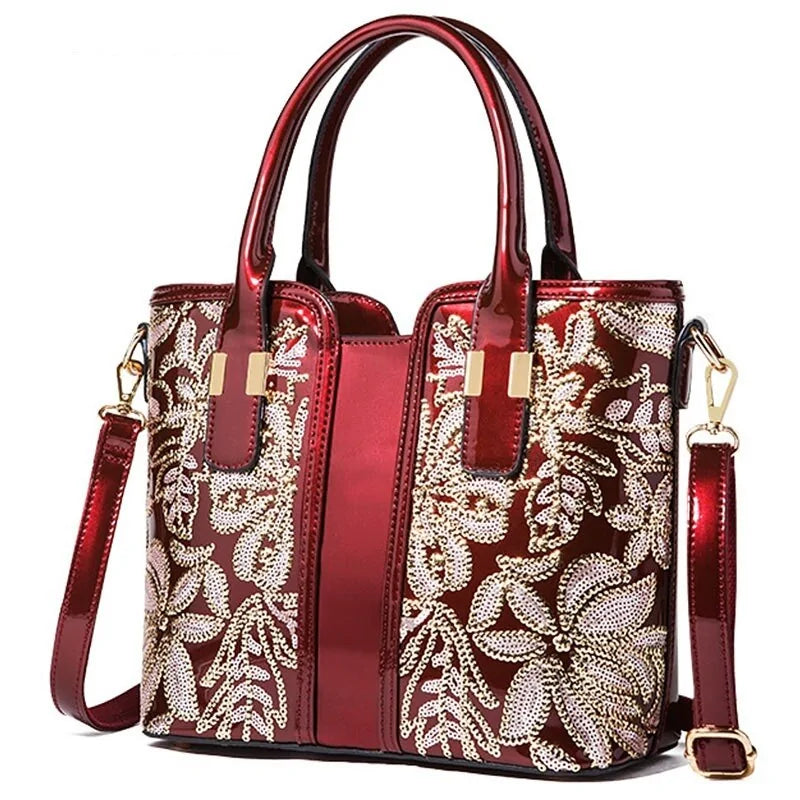 Womens Luxury High Quality Appliques Flower Messenger Bag