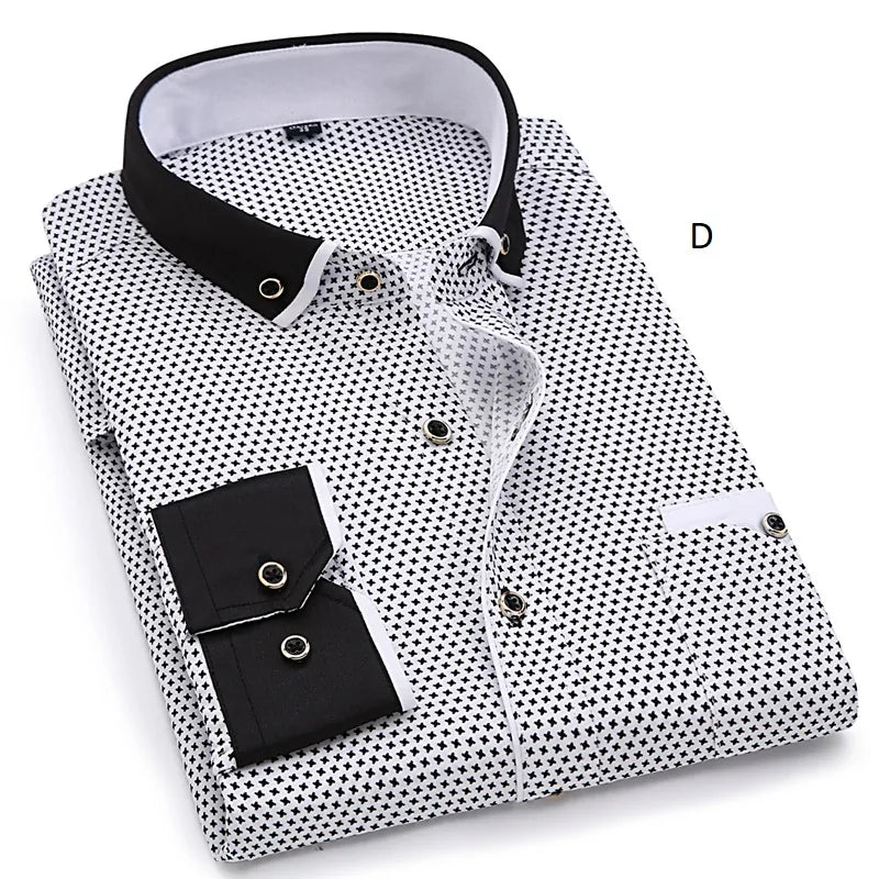 Mens Casual Long Sleeved Printed Shirt