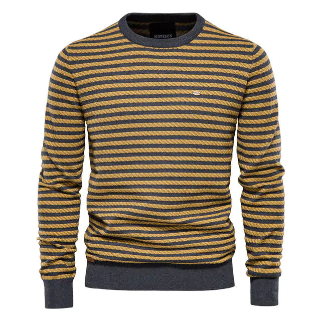 Mens Spliced Cotton Basic Sweater