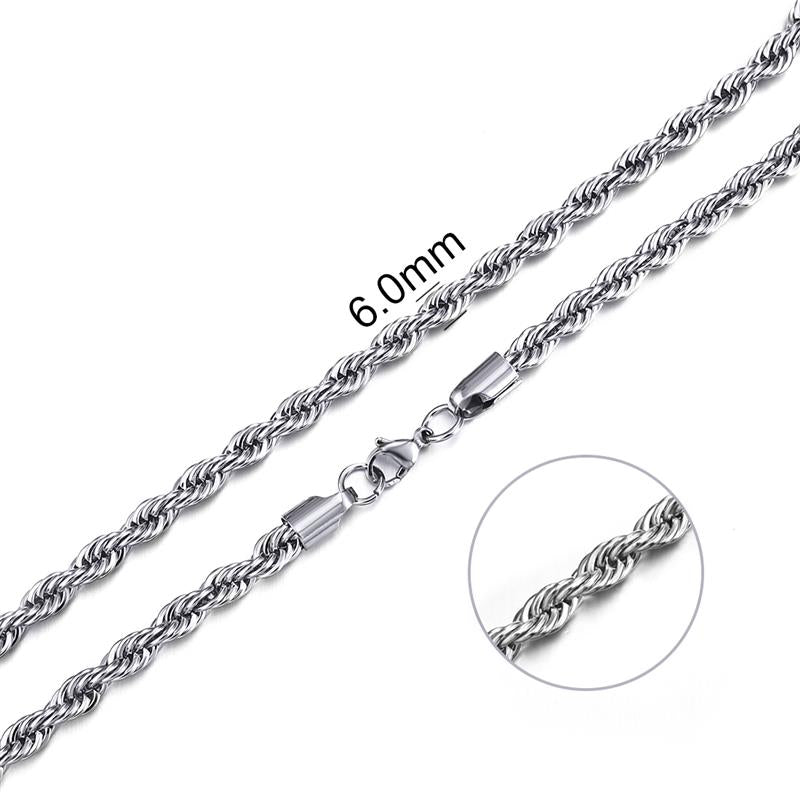 Mens Rope Stainless Steel Chain