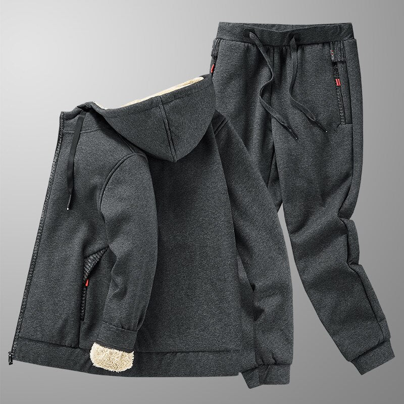 Mens Winter Sporting Fleece Thick Hooded Casual Track Suit