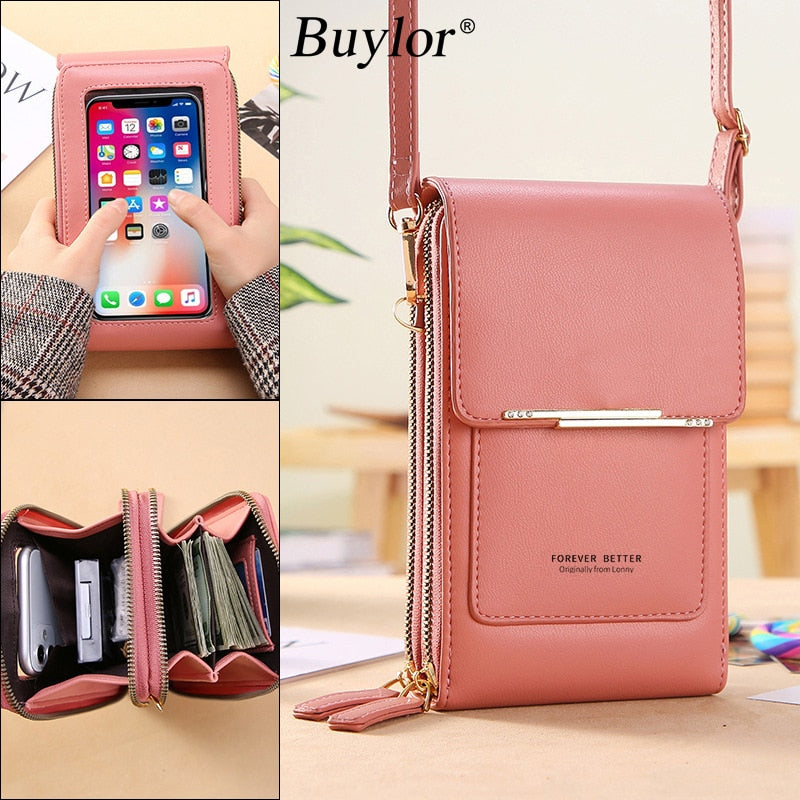 Womens Wallet Touch Screen Cell Phone Shoulder Strap Crossbody Bag