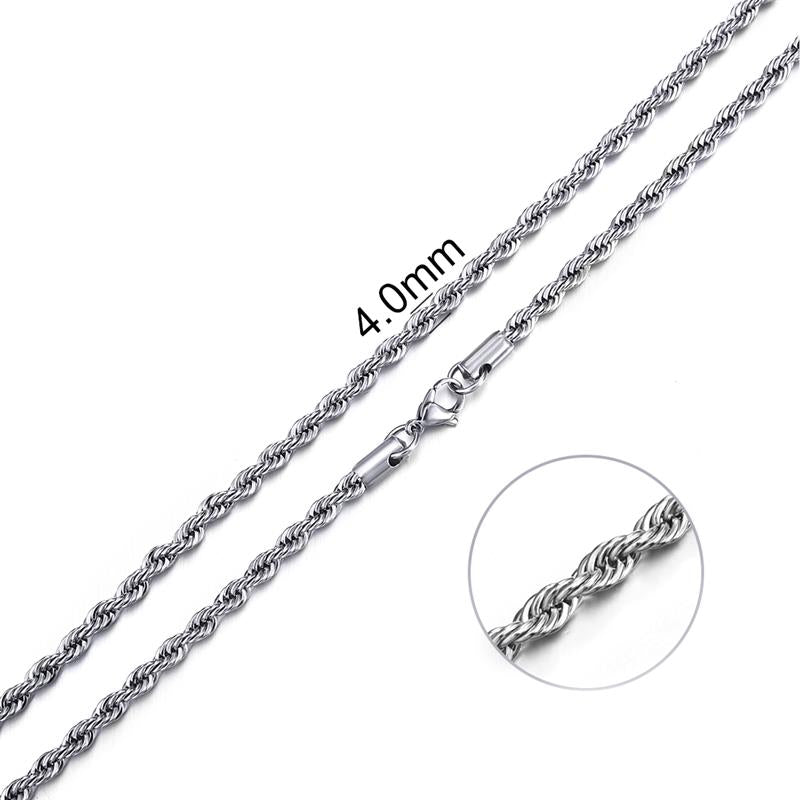 Mens Rope Stainless Steel Chain