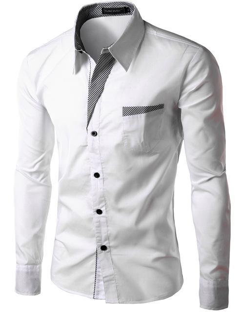 Mens Fashion Long Sleeve Slim Fit Formal Casual Shirt