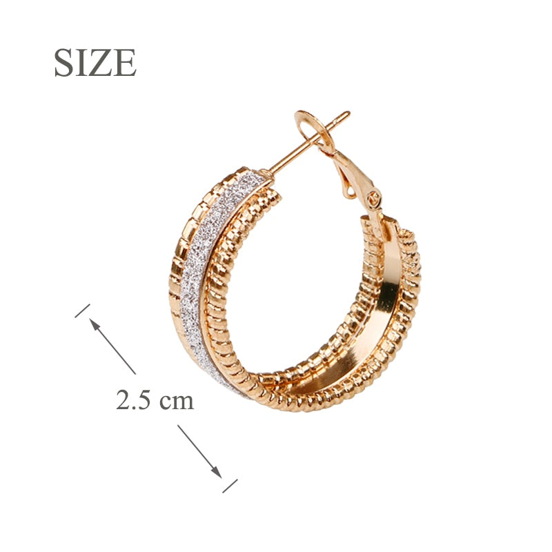 Gold color Small Hoop Earrings for women  round 25mm