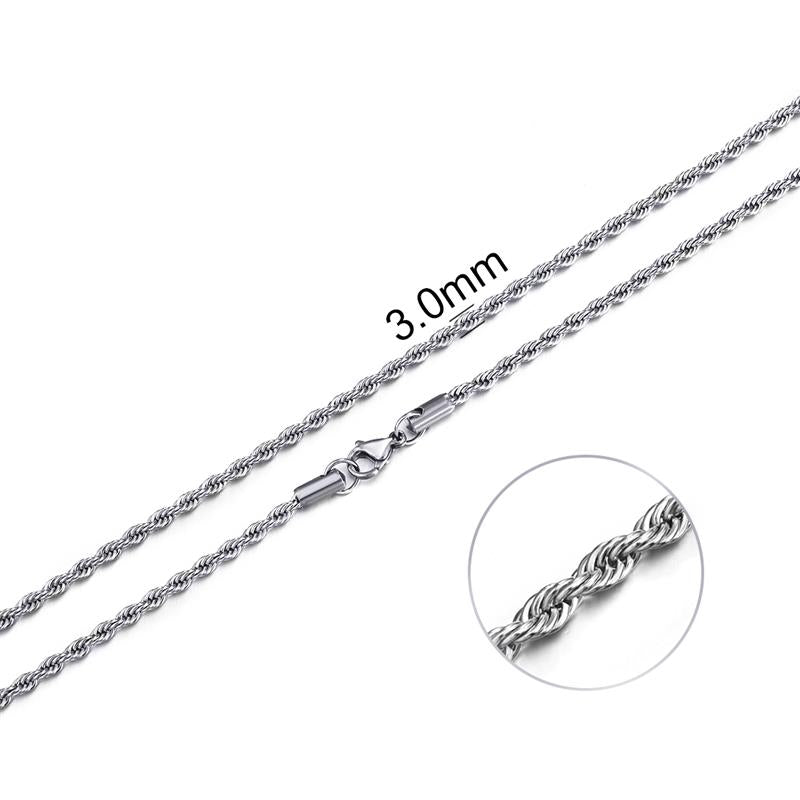 Mens Rope Stainless Steel Chain