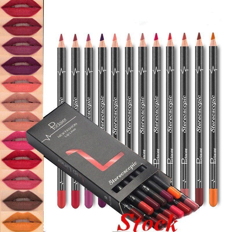 6/12Pcs Waterproof Matte Lip Liner Pencil Lipstick Set