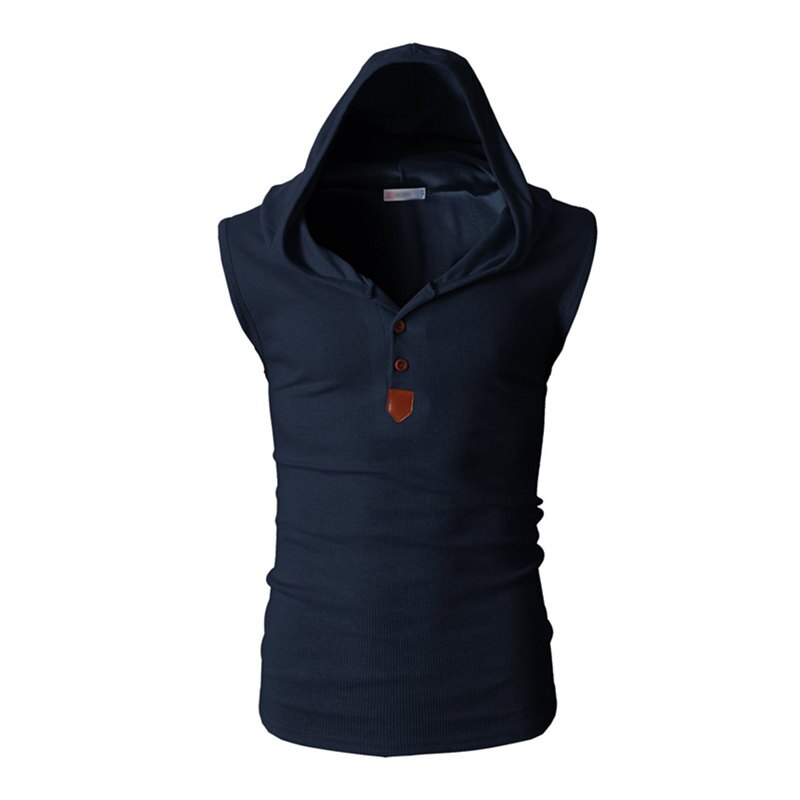 Mens Stretchy Sleeveless Casual  Hooded Tank Top