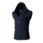 Mens Stretchy Sleeveless Casual  Hooded Tank Top