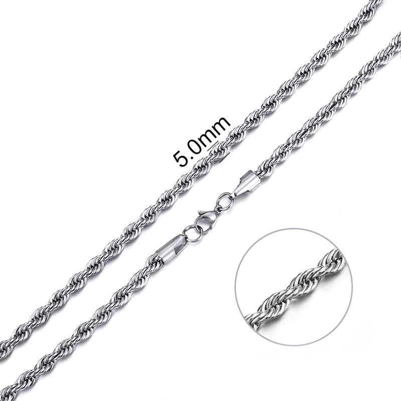 Mens Rope Stainless Steel Chain