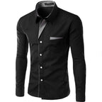 Mens Fashion Long Sleeve Slim Fit Formal Casual Shirt