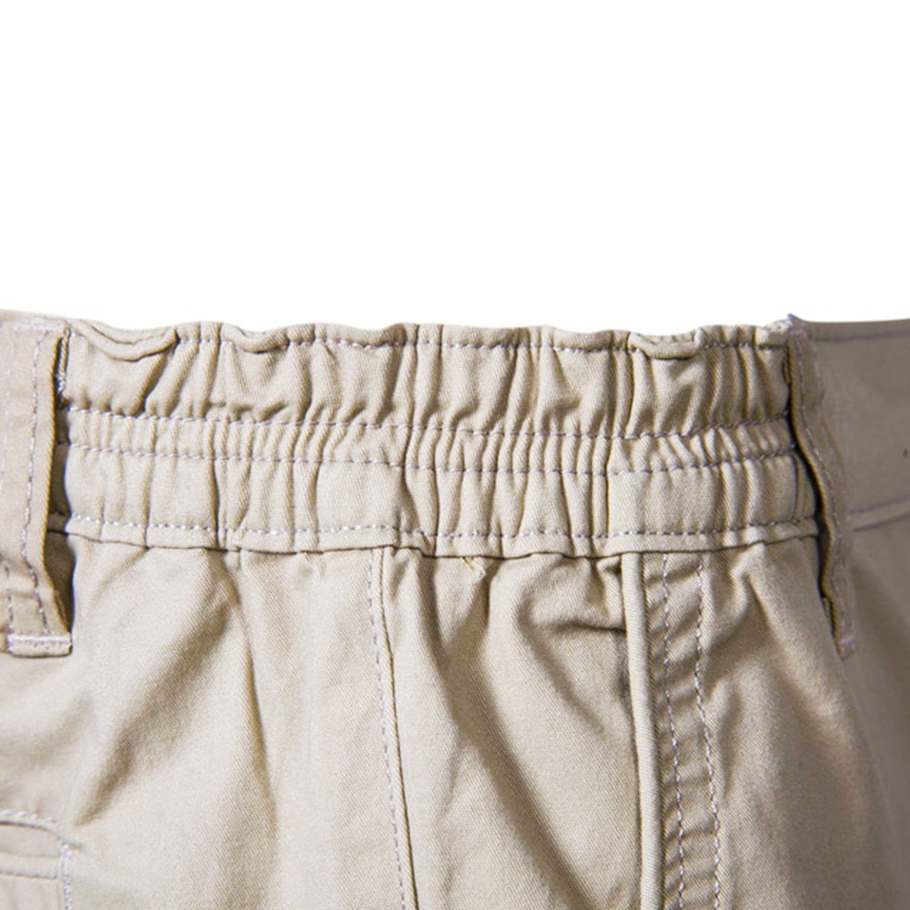 Mens Summer Solid Casual Elastic Waist Beach Shorts