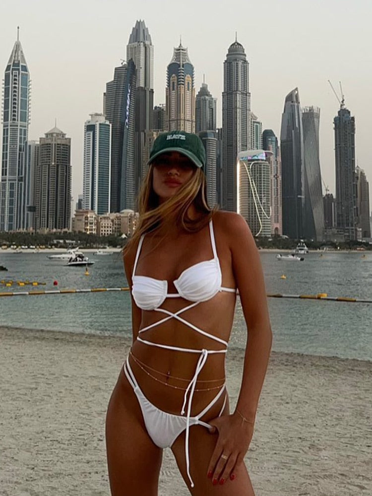 Womens Sexy Bandage Bikini Set