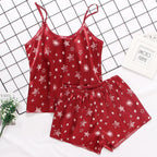 Womens Satin Silk Lace Cami Vest Shorts Pyjamas Set