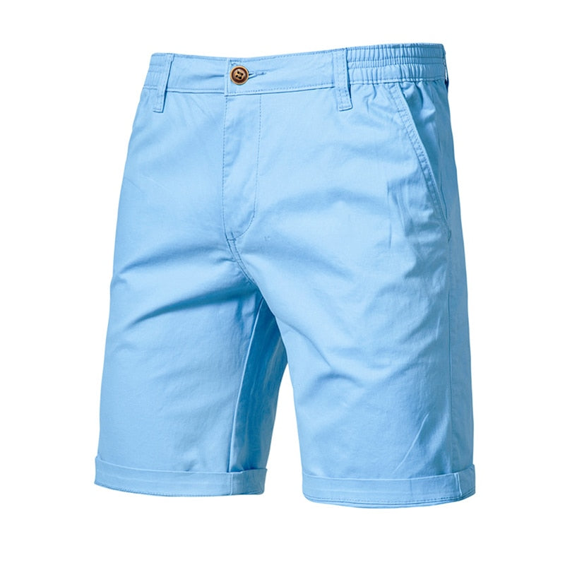 Mens Summer Solid Casual Elastic Waist Beach Shorts