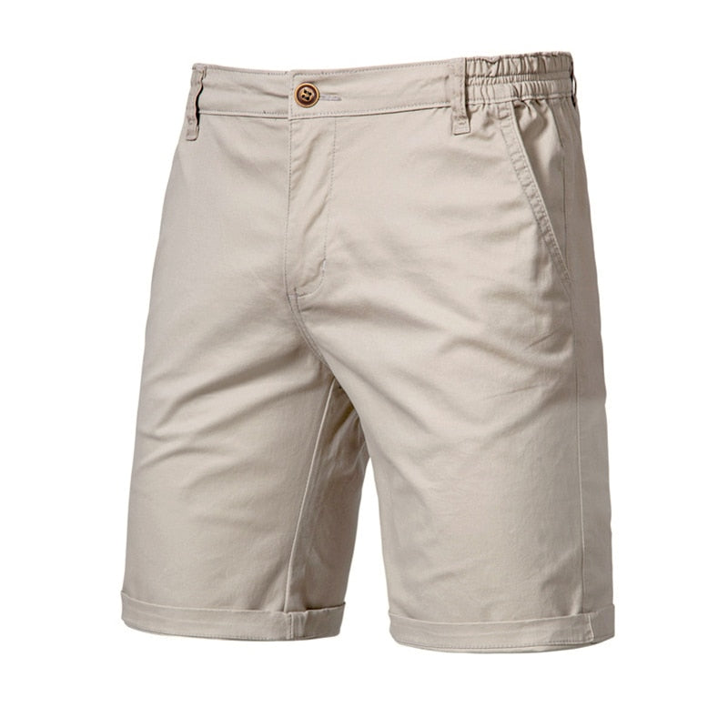 Mens Summer Solid Casual Elastic Waist Beach Shorts